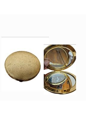 Vintage 60s Gold-tone Brass Dual Mirror Compact Case